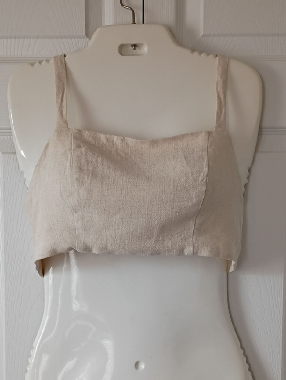 Altar'd State Natural Beige Linen Blend Crop Camisole